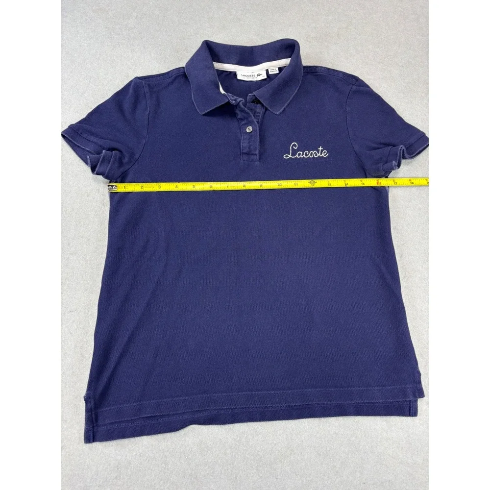 Women's Lacoste‎ Embroidered Cotton Pique Polo Navy Size 34 Small - Picture 5 of 7